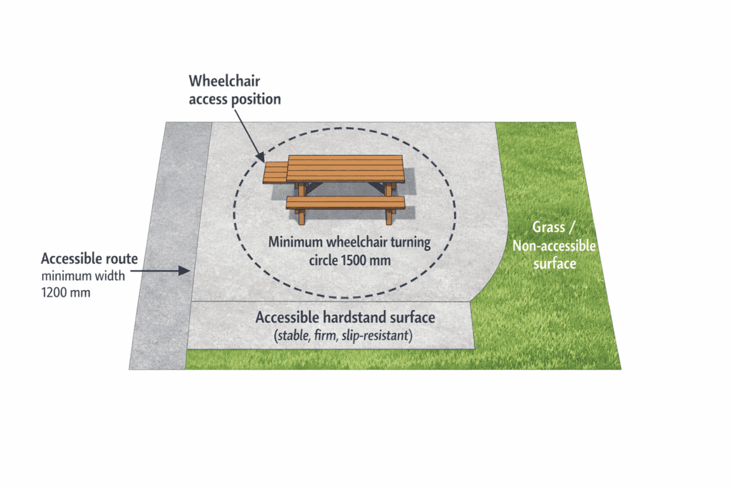 Accessible picnic table layout
