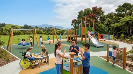 Inclusive Social Play Without Sound. Inclusive Playground Equipment Inclusive Social Play Without Sound. Inclusive Playground Equipment