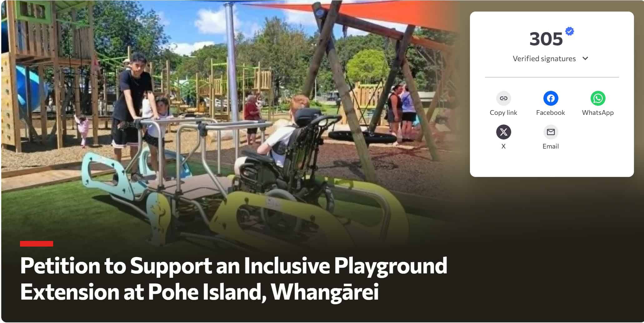 Petition to Support an Inclusive Playground Extension at Pohe Island, Whangārei Petition to Support an Inclusive Playground Extension at Pohe Island, Whangārei